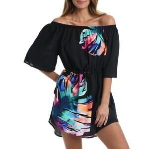 LA BLANCA Prism Bloom Off Shoulder Mini Dress Size Medium‎ (MSRP $93)